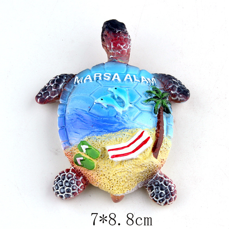 Customized foreign trade export from the manufacturer, 3D painted sea turtle and tropical fish Marine resin magnetic stickers for Masalam, Egypt, and three-dimensional refrigerator decoration stickers Application Scenario
