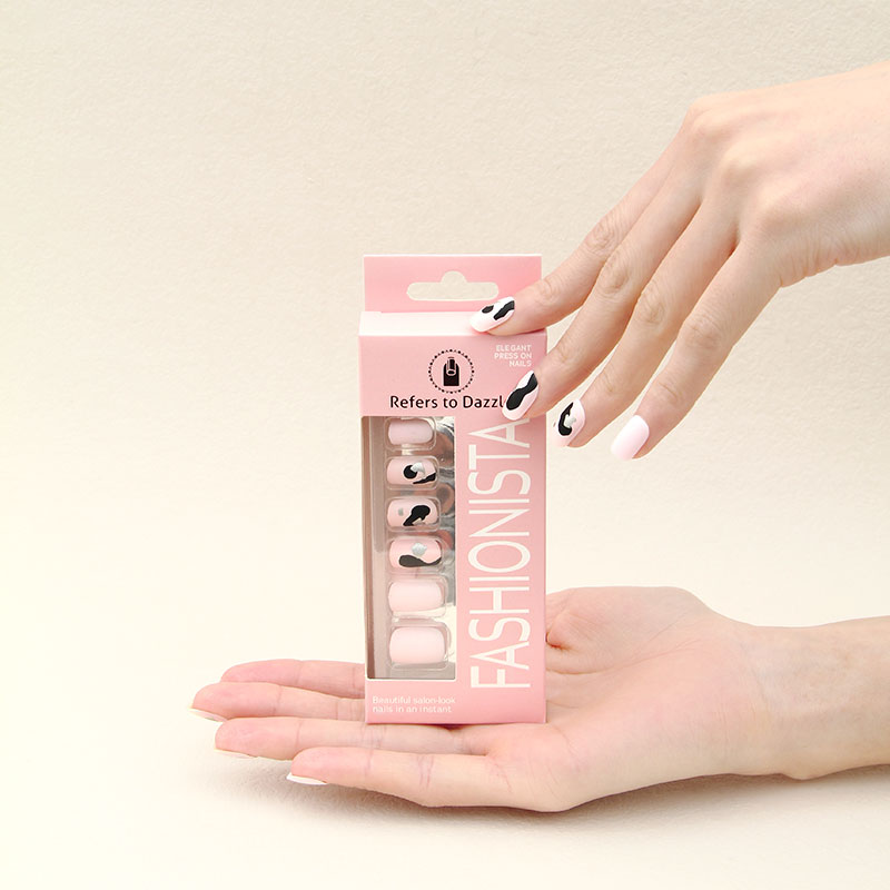 The new 24-piece short nail pink graffiti wearable nail is a bestseller both at home and abroad, featuring a high-end look details Picture