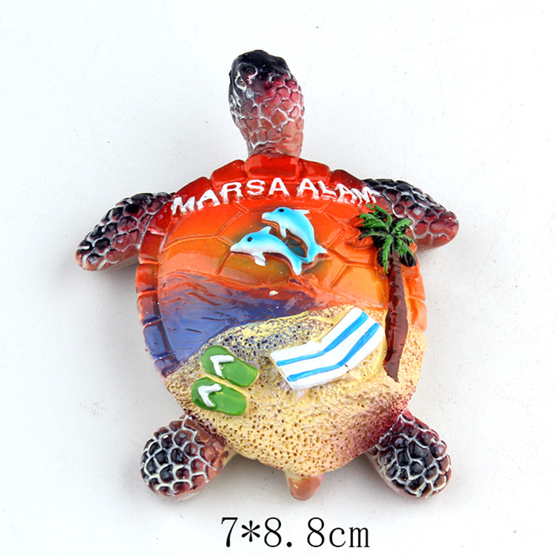 Customized foreign trade export from the manufacturer, 3D painted sea turtle and tropical fish Marine resin magnetic stickers for Masalam, Egypt, and three-dimensional refrigerator decoration stickers Item Picture