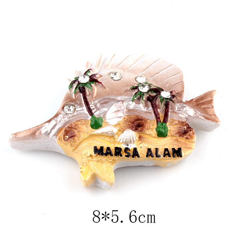 Customized foreign trade export from the manufacturer, 3D painted sea turtle and tropical fish Marine resin magnetic stickers for Masalam, Egypt, and three-dimensional refrigerator decoration stickers details Picture