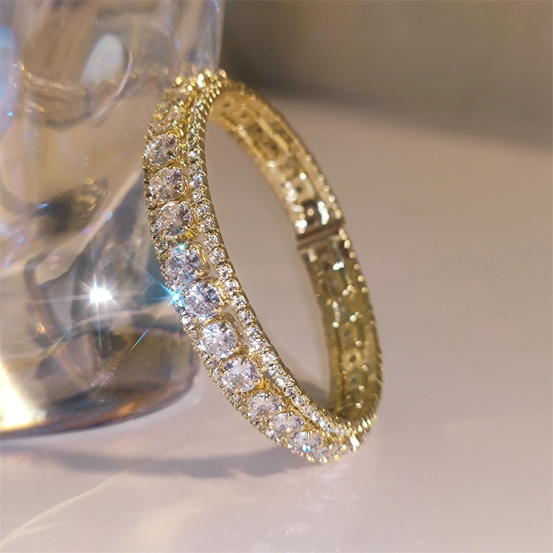 Light luxury full diamond zircon bracelet, half circle full female star bracelet, high-end feel, niche design, fashionable bracelet wholesale details Picture