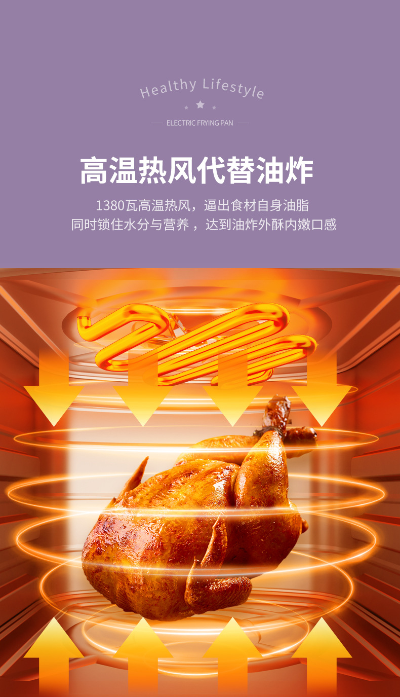 8L New large-capacity air fryer, smart electric fryer, multi-functional touch screen fully automatic French fries machine, cross-border pic 15