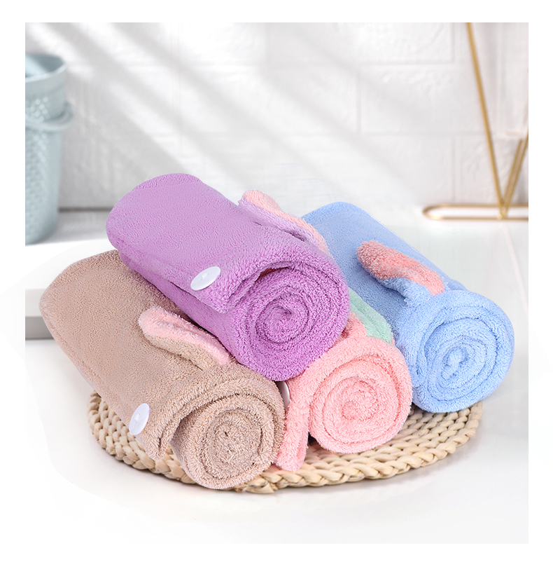 珊瑚绒兔耳朵干发帽可爱浴室吸水速干擦发浴帽定制批发一件代发详情12