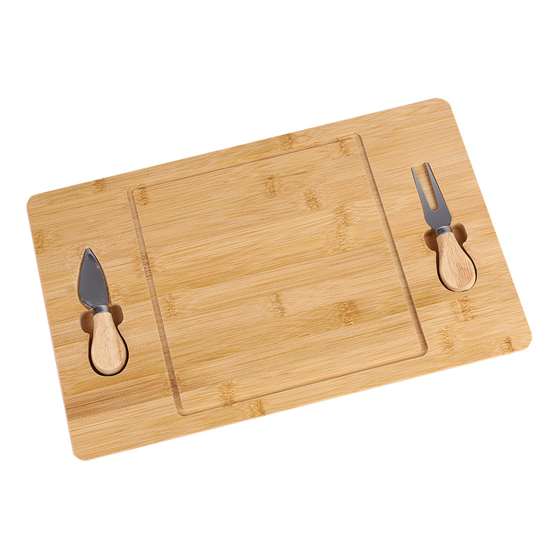 Manufacturers Direct Bamboo Butter Plate Pizza Plate With Knife Butter Plate Set Home Steak Plate Knife And Fork Breakfast Food Application Scenario