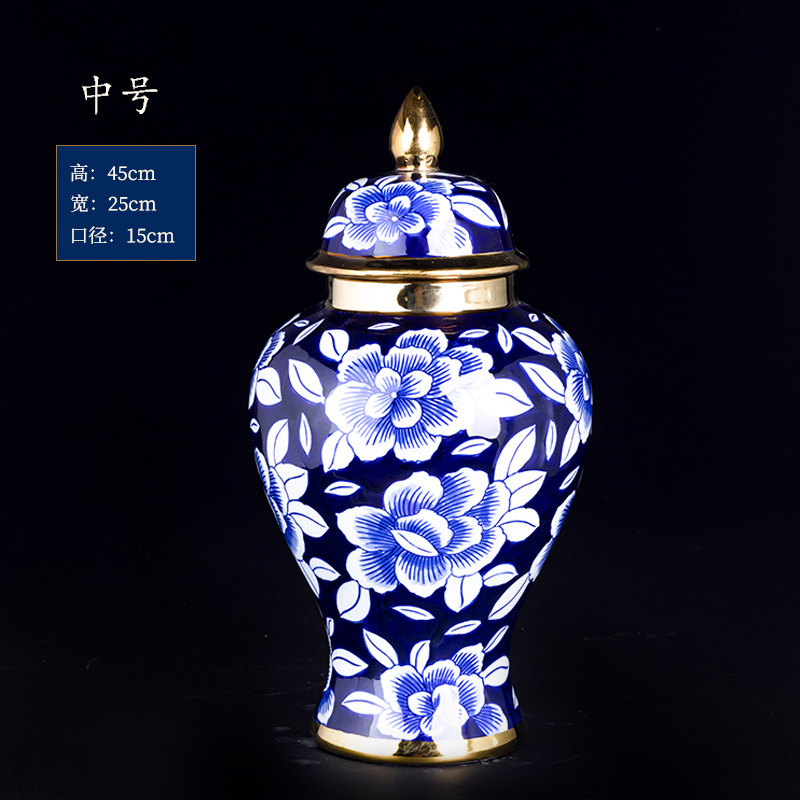 High-end ceramic vase decoration, large electroplated gold edge details Picture