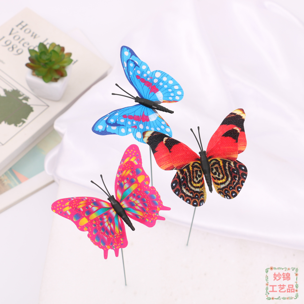 Creative Flower Pot For Balcony Garden Accessories Colorful Butterfly Decoration Plug-In Home Diy Decorative Arts And Crafts Item Picture