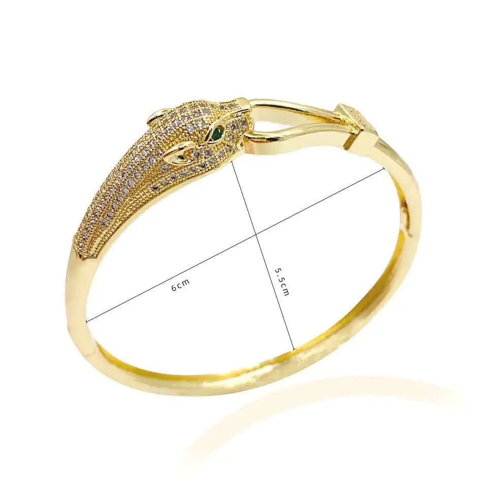 A new cross-border full-diamond animal leopard bracelet from Europe and America, with an exaggerated and creative hip-hop micro-inset zircon bracelet detail image 5