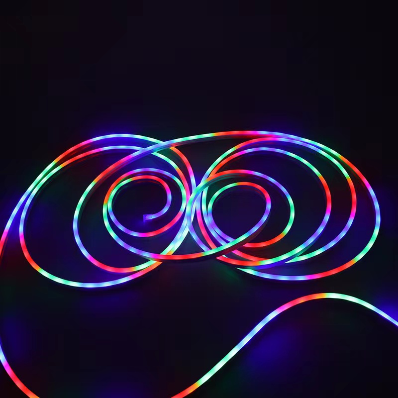 答案：仿硅胶/柔性防水/LED灯带/摆摊灯/夜市灯/七彩可嵌/入式灯带白底实物图