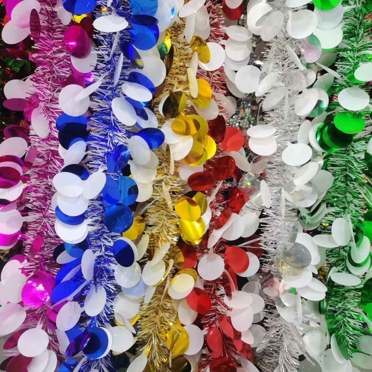New 2 Meters Long Disc Pendant Color Strip Edge Christmas Snow Strip Scene Layout Decoration Color Strip Ribbon Specification drawing