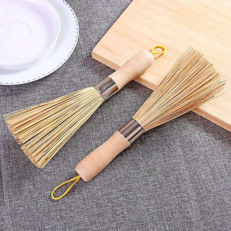 Pot Washing Tools Bamboo Skewer Pot Brush Household Wok Cleaning Brush Bamboo Wash Pot Brush Wood Handle Bamboo Brush Wholesale Specification drawing