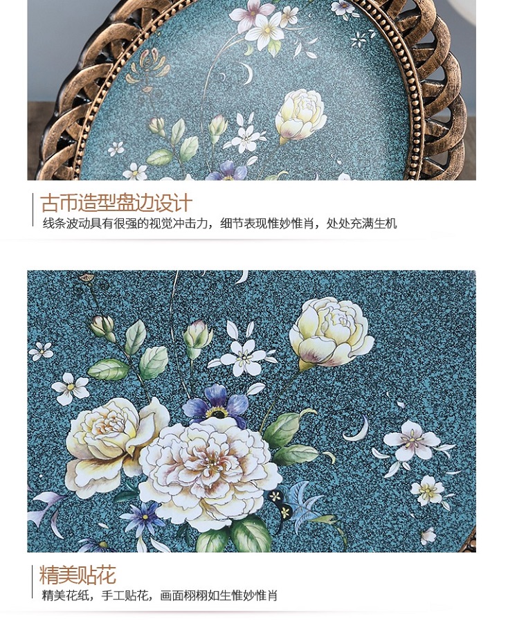 ins European retro decorative plates and ornaments, plate arrangement and viewing, living room model room, new home entrance, wine cabinet decoration and arrangement pic 9