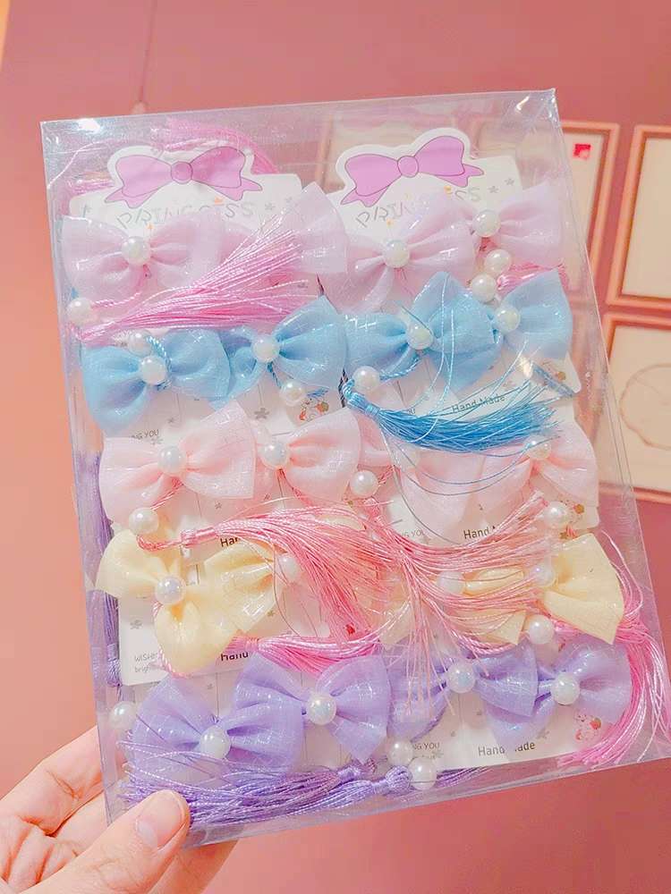 The 2023 new style of Yiwu hair accessories, 2-yuan store mixed batch, popular online hair accessories, cute children's ribbon hair clips, hairpin pairs, popular online style Application Scenario