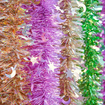 圣诞毛条PET镭射五角星拉花彩条茜草 圣诞树装饰生日派对聚会布置用品