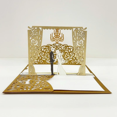 2023 New High-End Custom Europe, Middle East And Africa 3D Elegant Laser Hollow Bride Bride Wedding Invitation Invitation Card Invitation Card Manufacturers Direct Sales