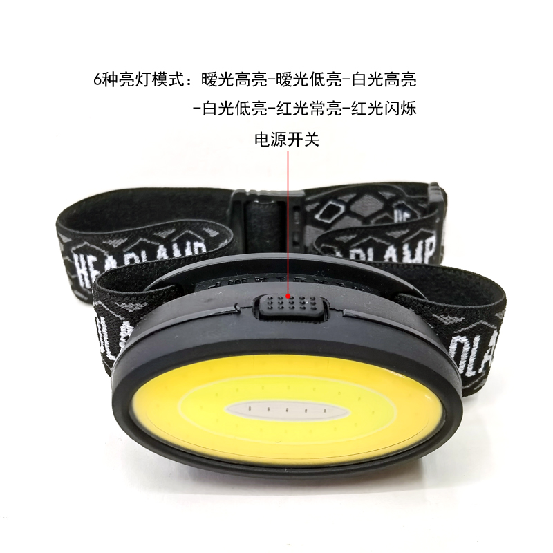 C04 Oval Headlamp (COB) USB charging plastic Headlamp, Cycling headlamp, Outdoor Camping headlamp, mining lamp, repair headlamp, camping headlamp, Fishing headlamp details Picture