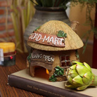 新款可爱童话风蘑菇屋装饰花园手绘摆件烛台创意树脂家居礼物批发