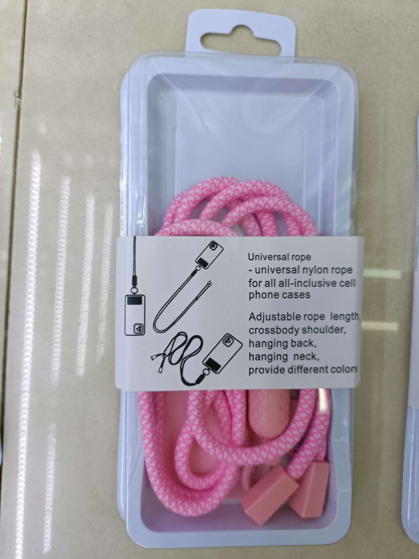 菱形椭圆头编织手机挂绳配彩色垫片 挂脖绳斜挎绳 手机挂绳手机链 单色挂绳 彩色挂绳详情图7