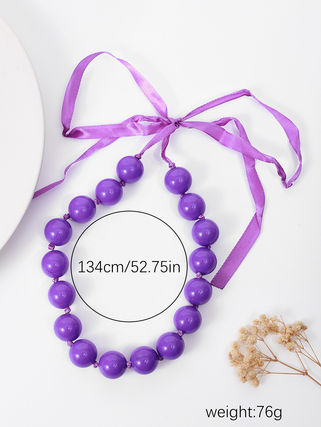 New style jewelry: European and American fashionable acrylic beaded necklace, resin purple fresh beaded personalized collarbone chain