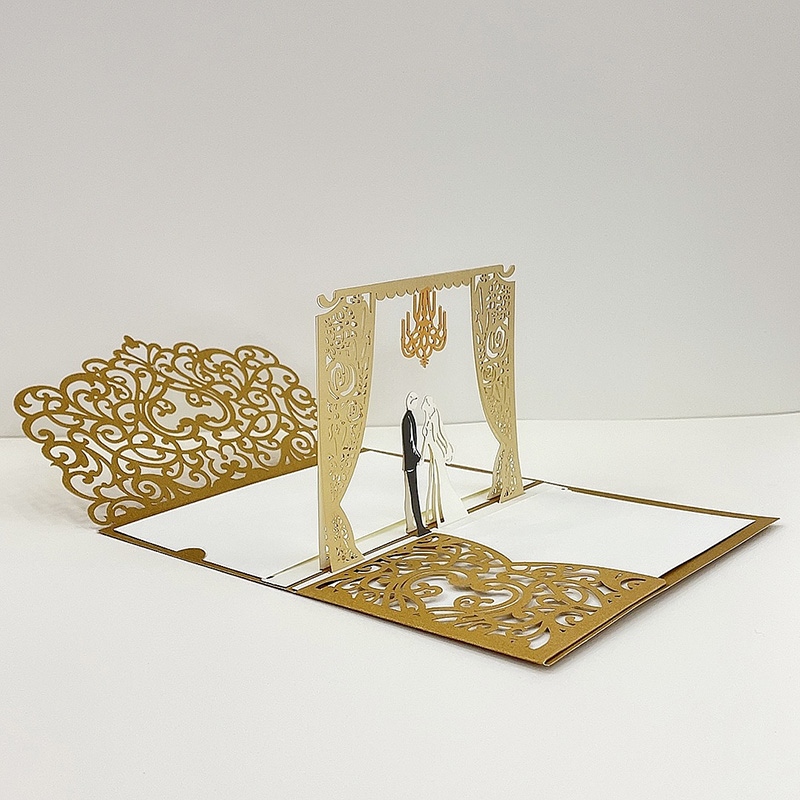 2023 New High-End Custom Europe, Middle East And Africa 3D Elegant Laser Hollow Bride Bride Wedding Invitation Invitation Card Invitation Card Manufacturers Direct Sales details Picture
