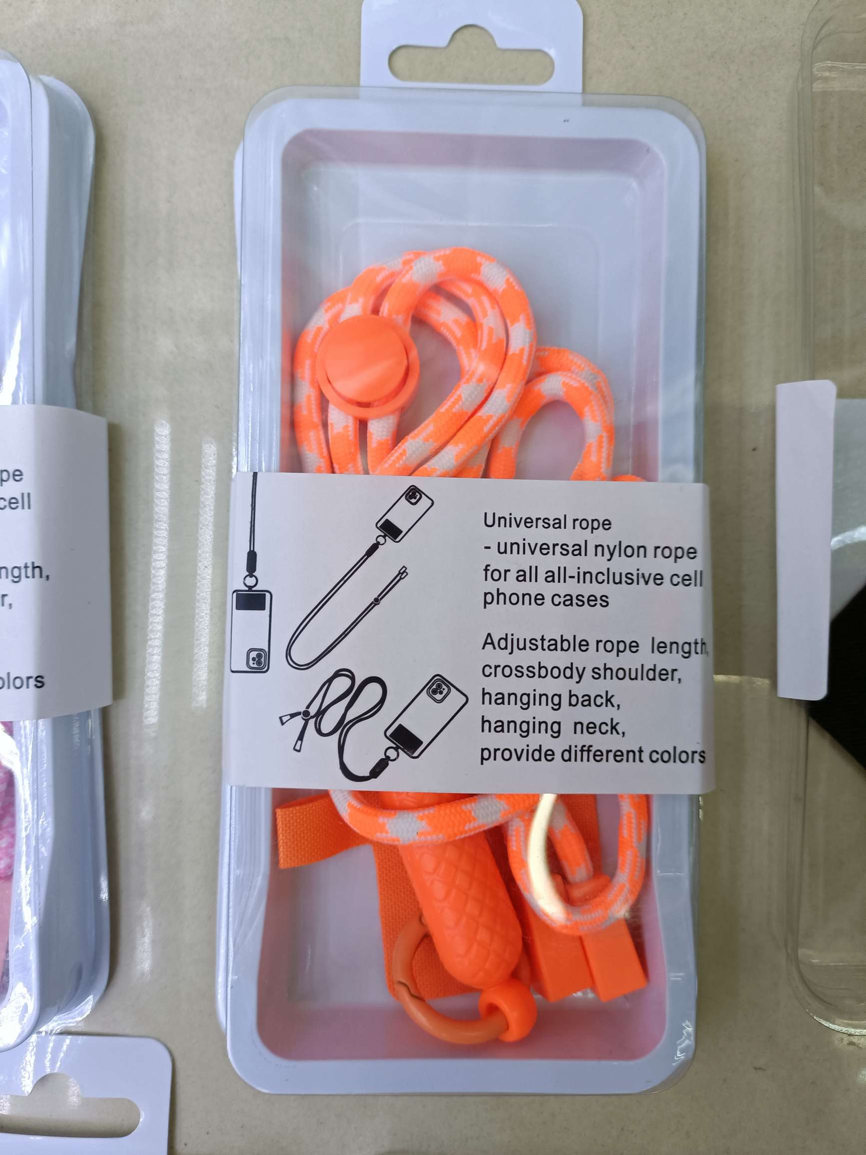 菱形椭圆头编织手机挂绳配彩色垫片 挂脖绳斜挎绳 手机挂绳手机链 单色挂绳 彩色挂绳详情图6