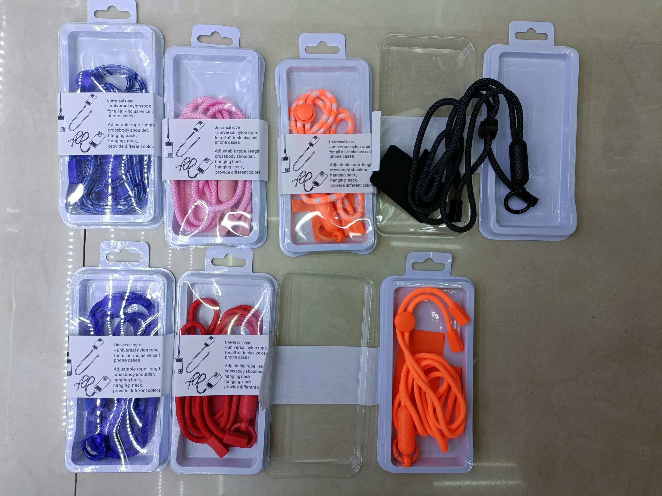 菱形椭圆头编织手机挂绳配彩色垫片 挂脖绳斜挎绳 手机挂绳手机链 单色挂绳 彩色挂绳