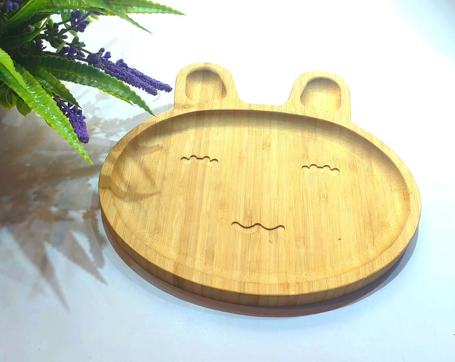 Jiehao Bamboo Wooden Tray Cartoon Rabbit Children's Dinner Plate Bamboo Restaurant Tableware Set Photo Props Sushi Plate Household Solid Wood Support details Picture