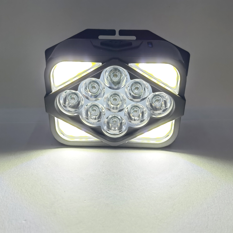 H09 Headlamp (9LED+COB) USB charging plastic headlamp, cycling headlamp, outdoor camping lamp, miner's lamp, repair headlamp, camping lamp, fishing lamp Application Scenario