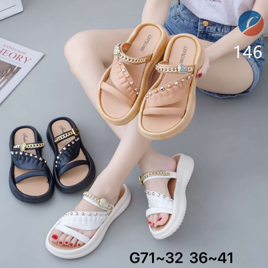 Office small fragrant wind slippers female wear 2023 autumn new thick bottom increase all toe sandals senior sense