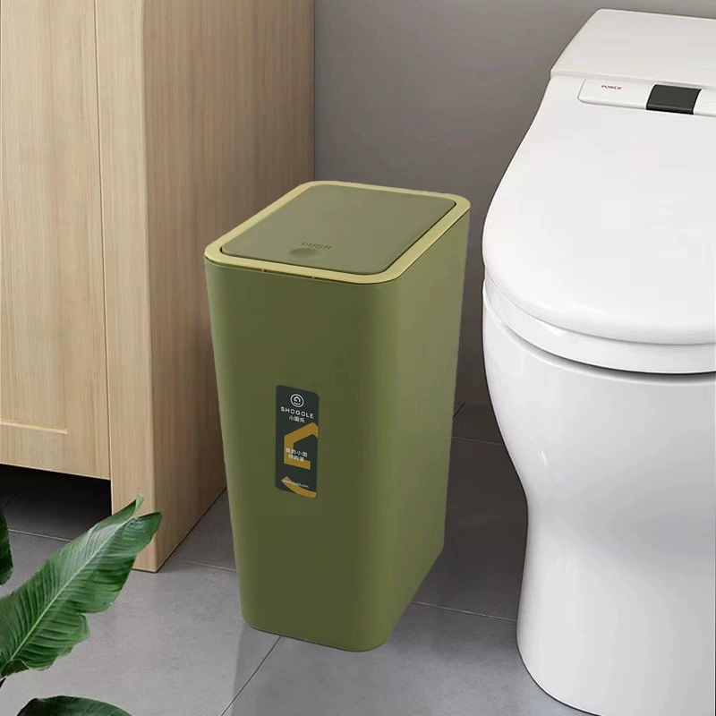 X111-2056 Press-type crevice trash can with lid, 10L for kitchen, bathroom, living room and bedroom Application Scenario