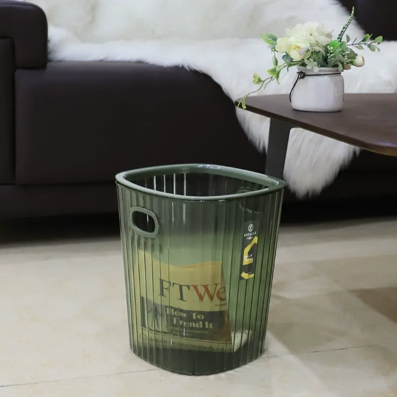 X111-2756PET trash can, double-ear hand-held round pressure ring storage bucket, placed on the living room floor for pressing garbage and paper baskets detail image 3
