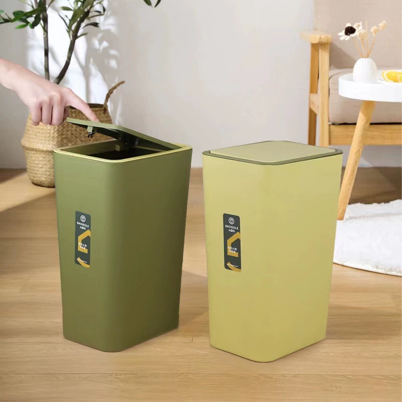 X111-2056按压式夹缝垃圾桶厨房卫生间客厅卧室带盖按压垃圾筒10L