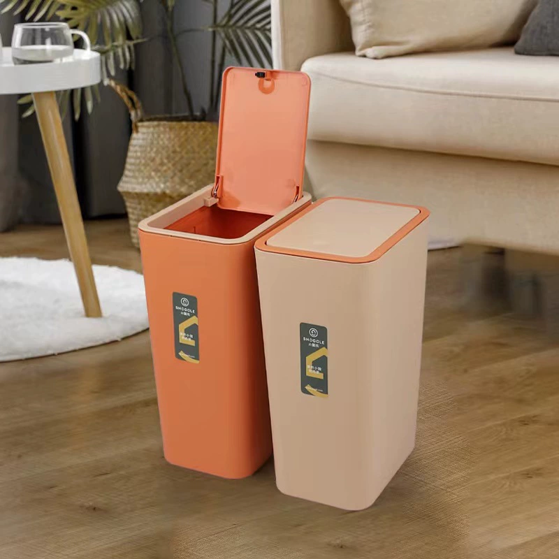 X111-2056 Press-type crevice trash can with lid, 10L for kitchen, bathroom, living room and bedroom detail image 2