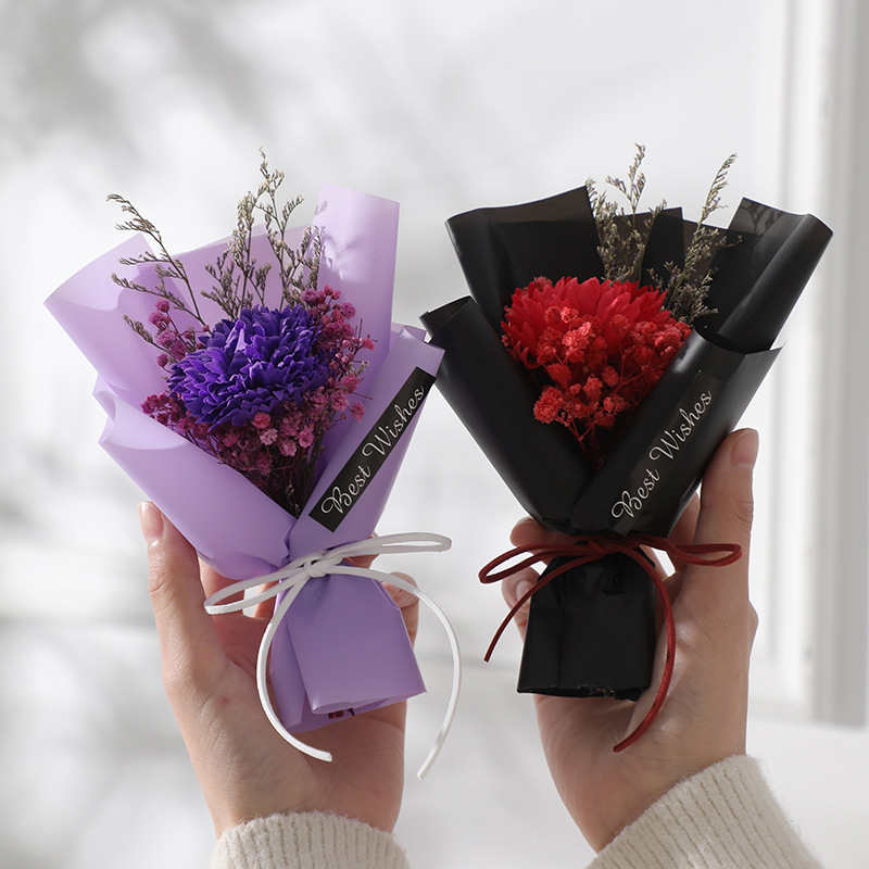 Carnation bouquets, soap flowers, preserved flowers, Mother's Day gifts details Picture