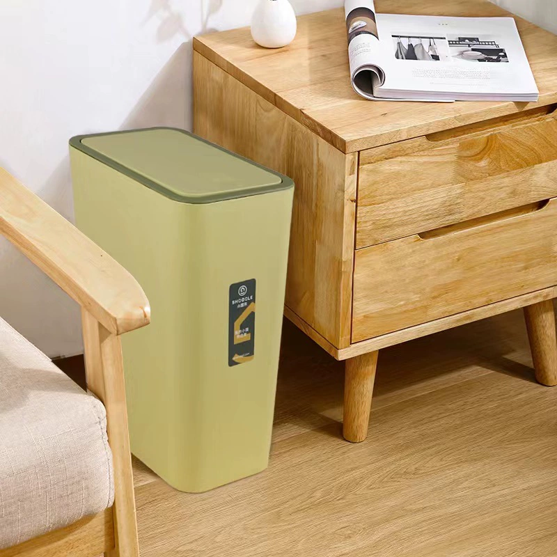 X111-2056 Press-type crevice trash can with lid, 10L for kitchen, bathroom, living room and bedroom detail image 3