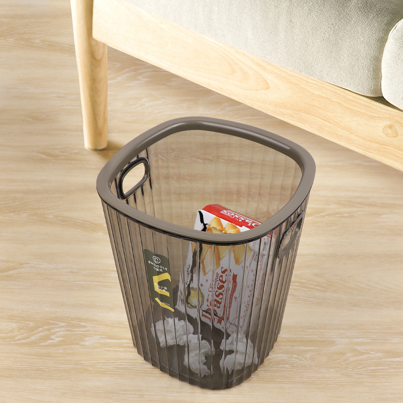 X111-2756PET trash can, double-ear hand-held round pressure ring storage bucket, placed on the living room floor for pressing garbage and paper baskets Item Picture