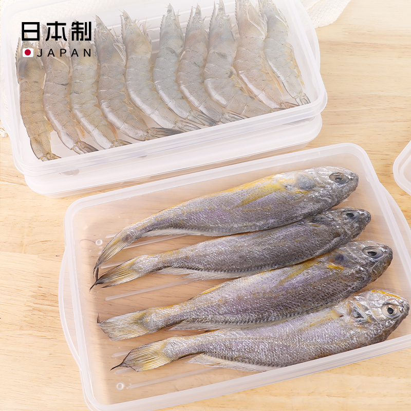 sanada Japanese imported fresh meat box, fresh-keeping box, plastic sealed box, refrigerator storage box, freezer box, rectangular food box, 500ML Specification image