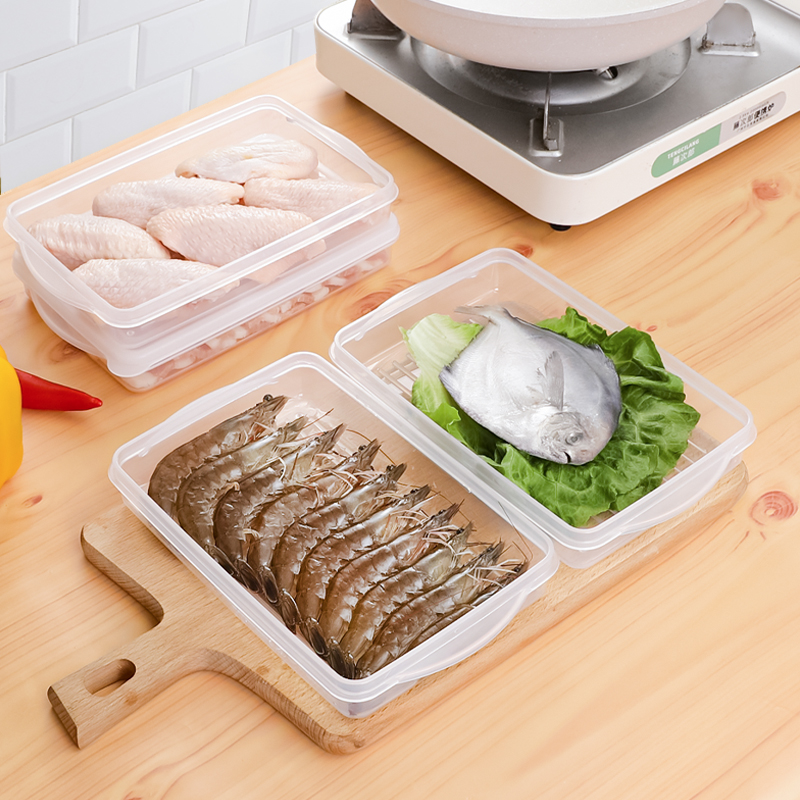 sanada Japanese imported fresh meat box, fresh-keeping box, plastic sealed box, refrigerator storage box, freezer box, rectangular food box, 500ML Application Scenario