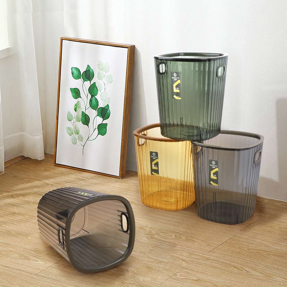 X111-2756PET trash can, double-ear hand-held round pressure ring storage bucket, placed on the living room floor for pressing garbage and paper baskets