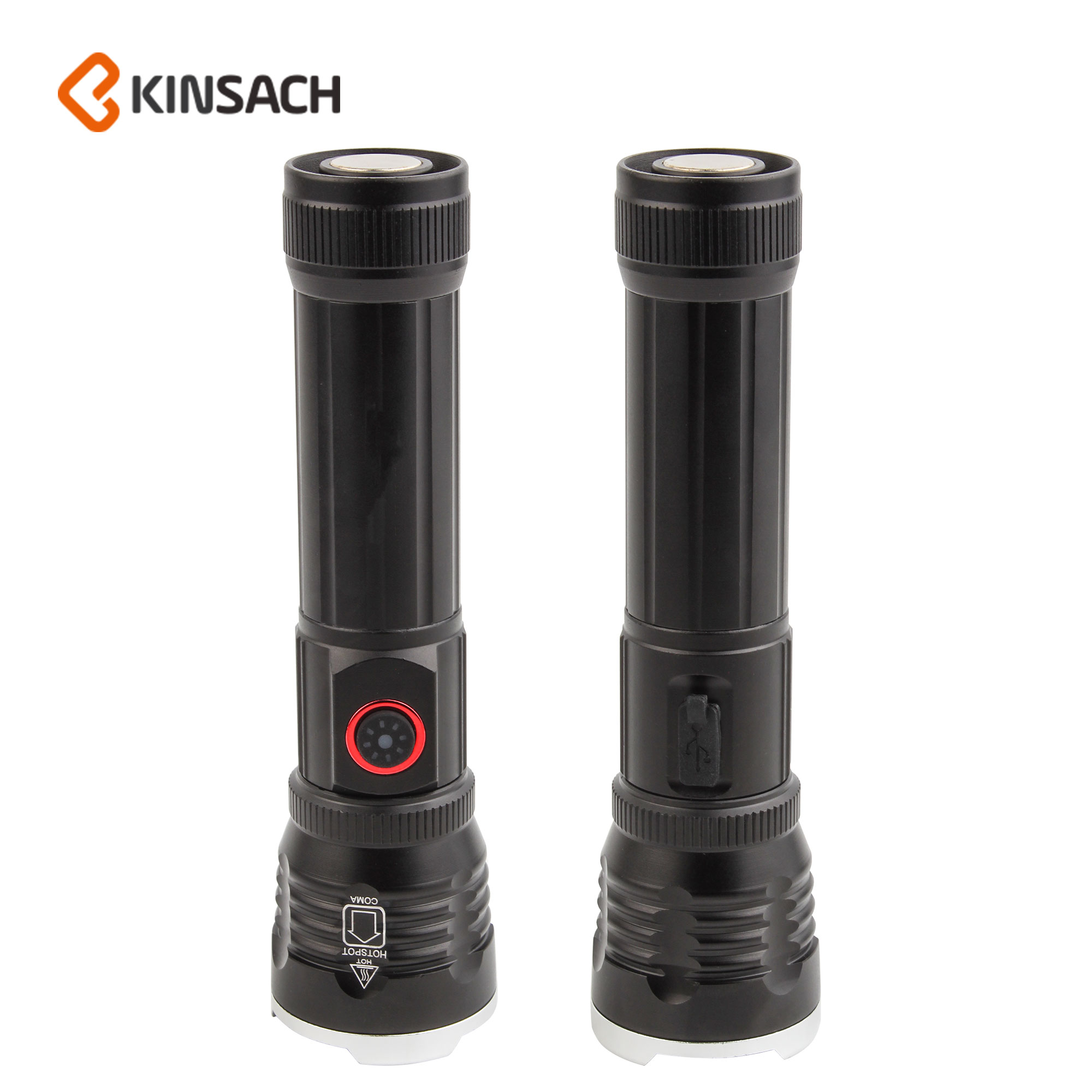Outdoor bright bright long shot flashlight lasting life can be used as mobile phone charging bank telescopic focus