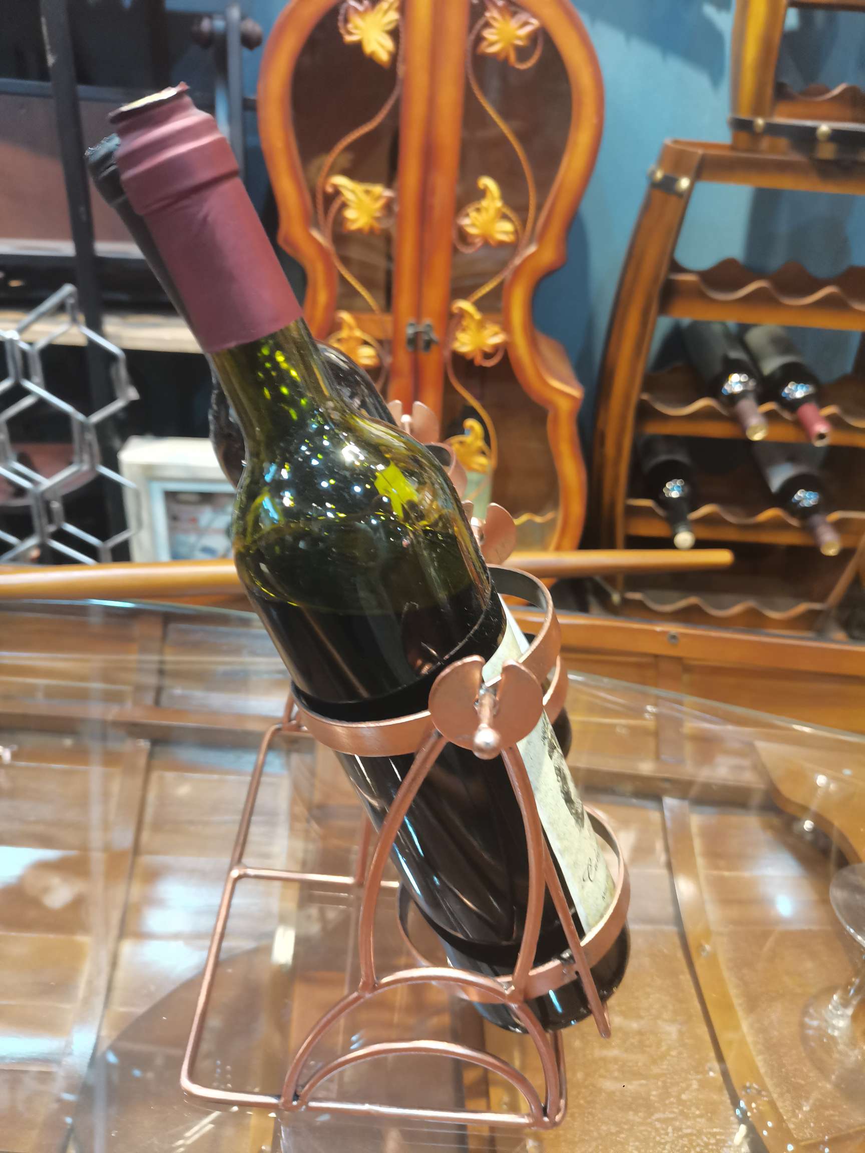 Iron Art Creative Can Move Vintage Decorative Wine Rack Home Furnishings Item Picture