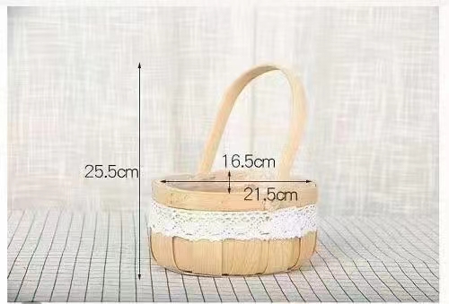 木片手工编织篮手工编织椭圆长方手提木片花篮木质花篮鲜花花艺藤编多肉植物篮插花篮