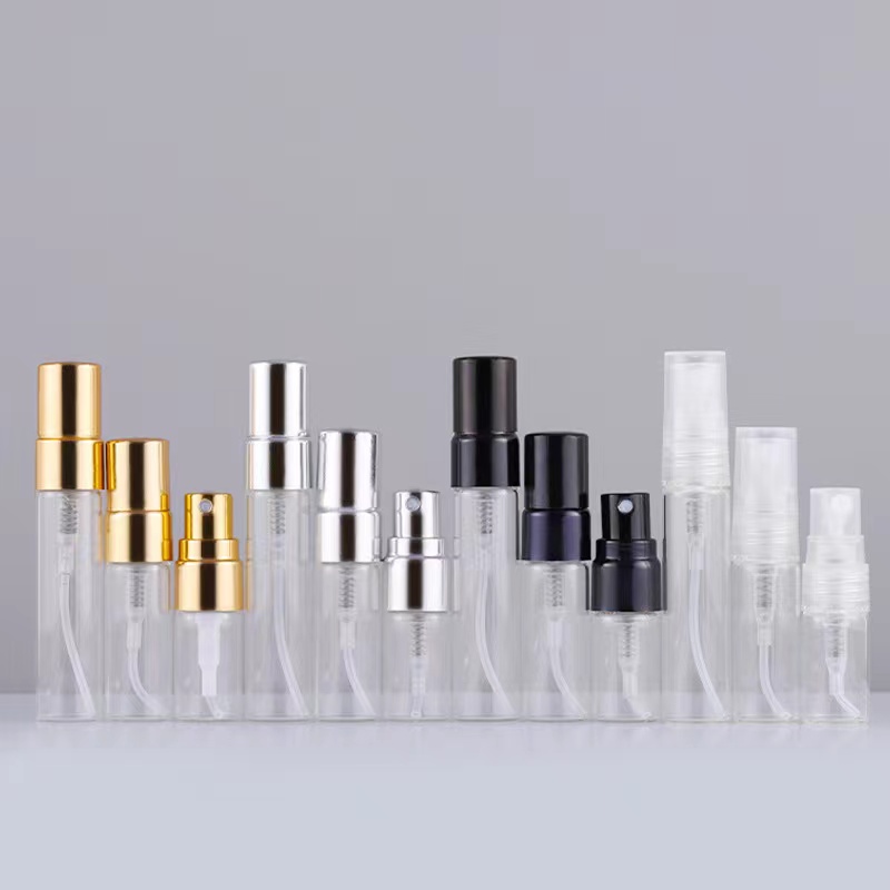 Skincare Product Dispensing Bottle Small Sample Plastic Clear Press Head Packaging Bottle Spray Bottle Specification drawing