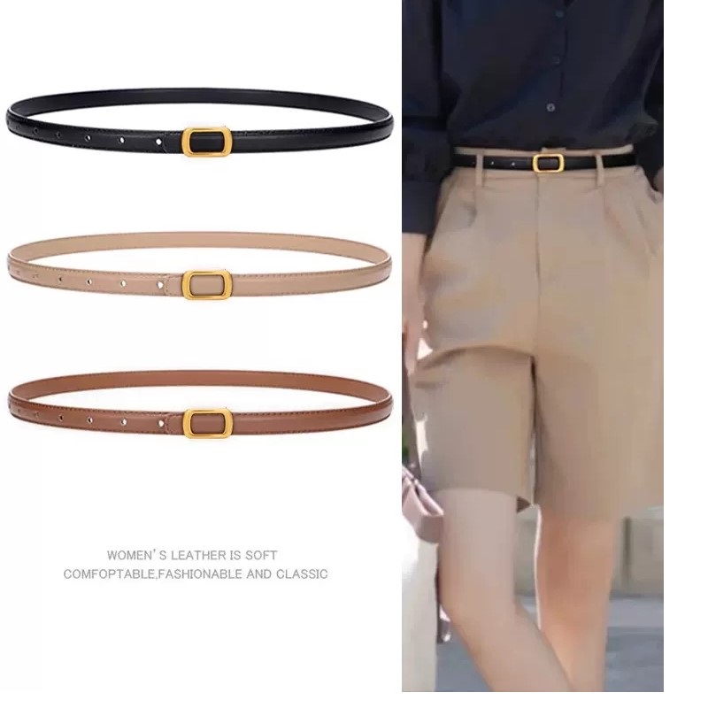 夏季新款真皮细腰带女士百搭牛仔裤西裤皮带牛皮装饰连衣裙子配饰