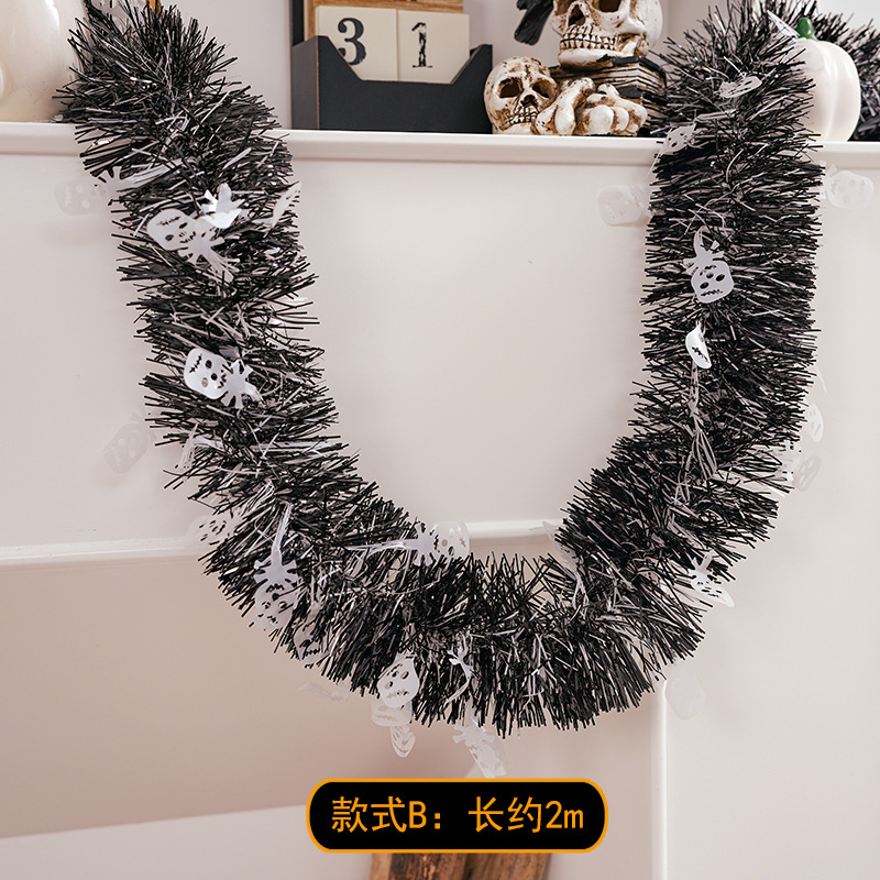 Manufacturers Direct Sales Halloween Ghost Festival Atmosphere Decoration Supplies Pumpkin Witch Spider White Ghost Decoration Sliver Color Strip Specification drawing