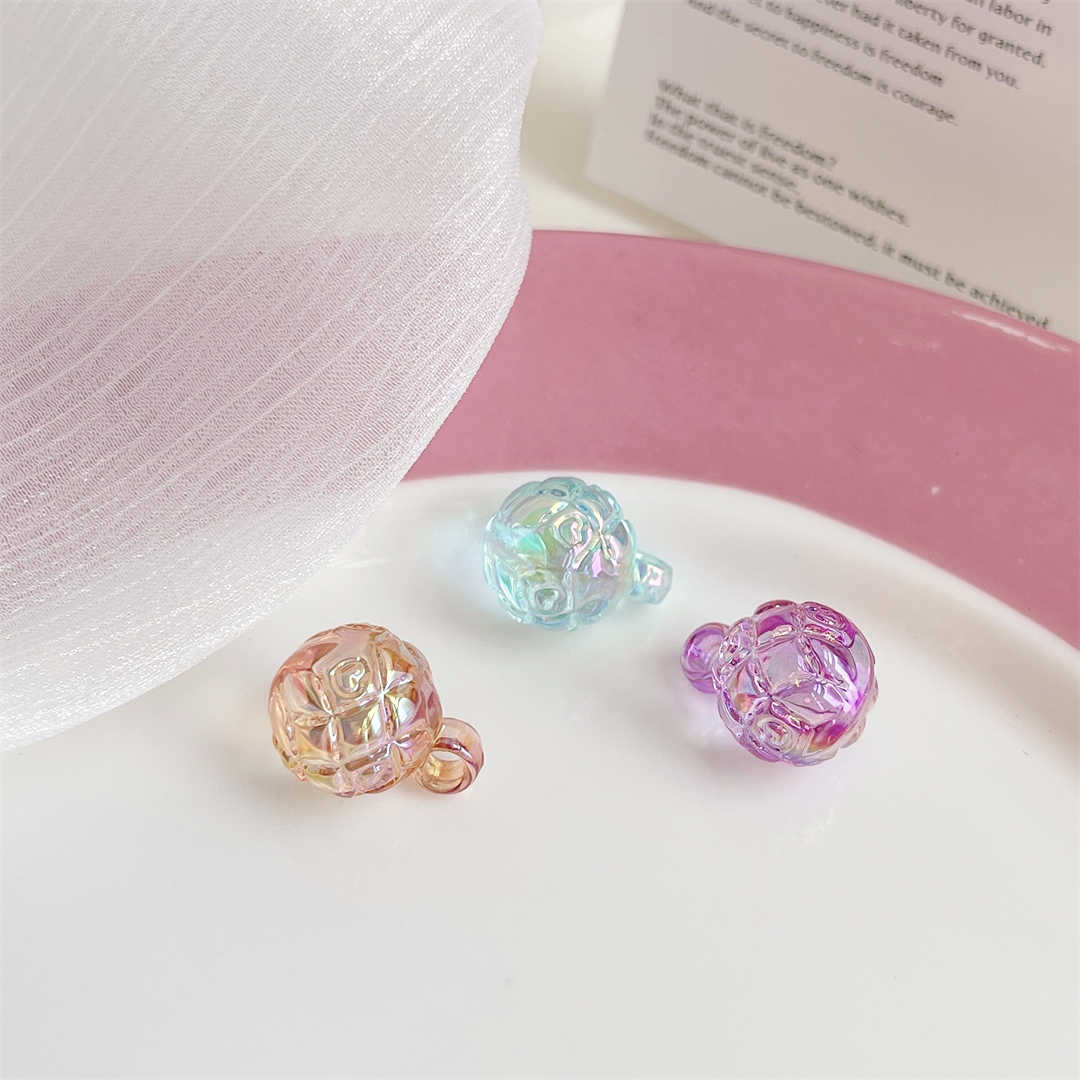 陈明UV镀透明镀彩菠萝珠16MM吊挂件 亚克力手机绳车挂钥匙扣配件详情3