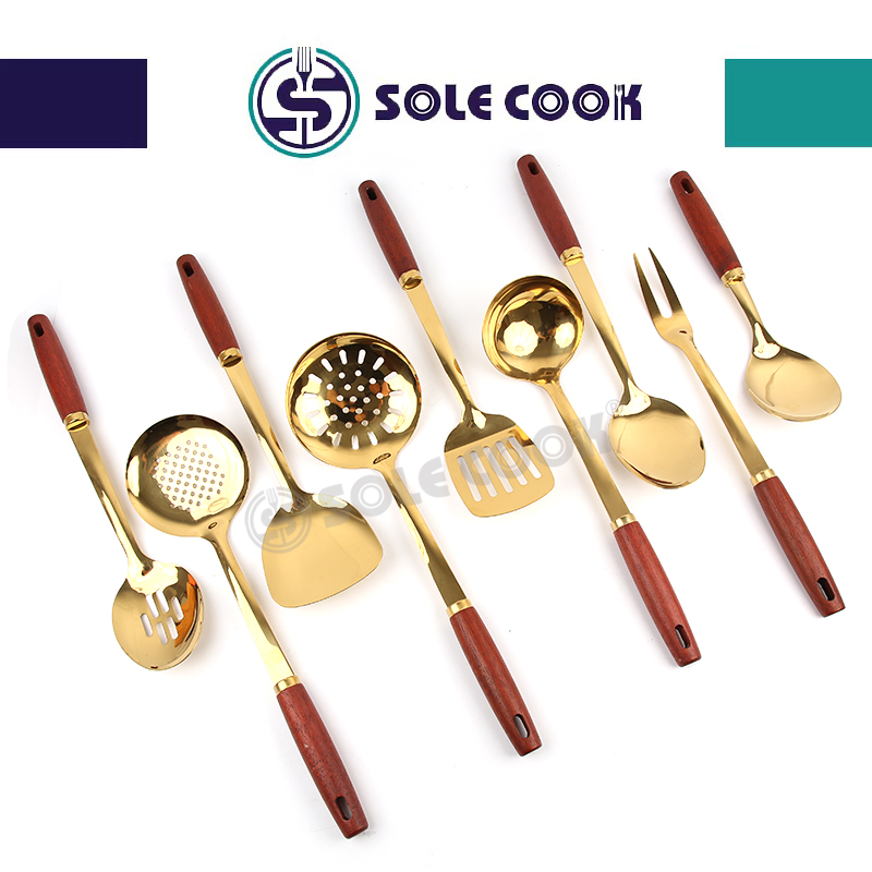 sole cook传统工艺精美SC-J603系列不锈钢厨房烹饪锅铲汤漏勺厨具套装详情图1