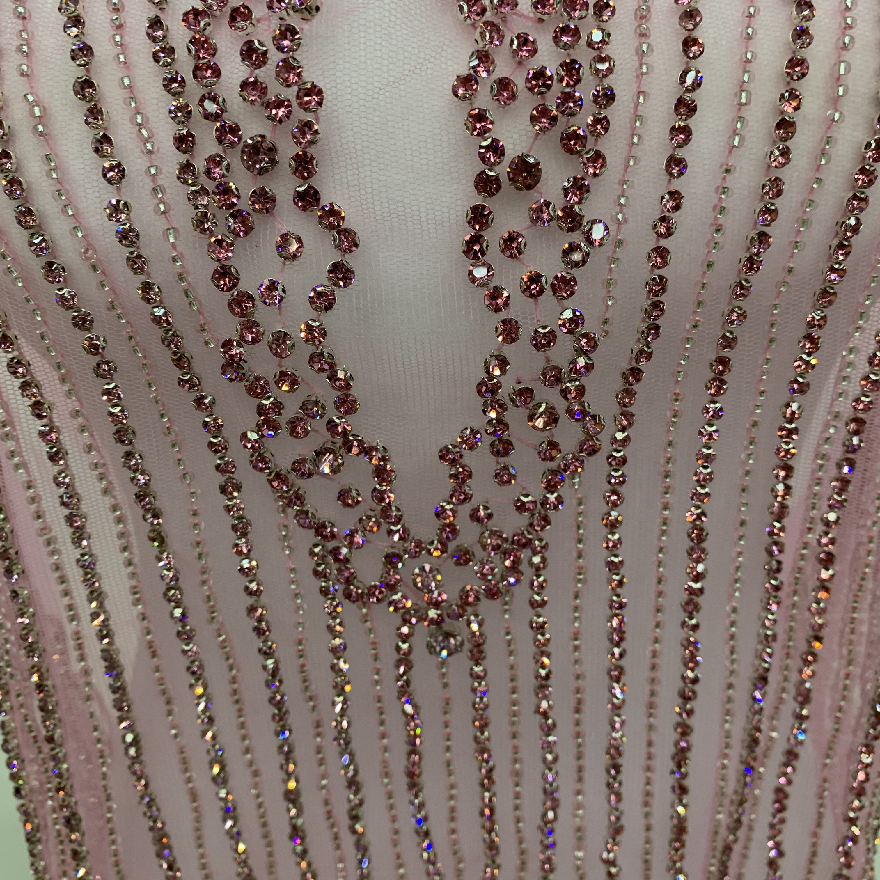 Pink Advanced Heavy Industry Multi-Layer Tassel Rhinestones Fashion Dress Decoration Specification drawing
