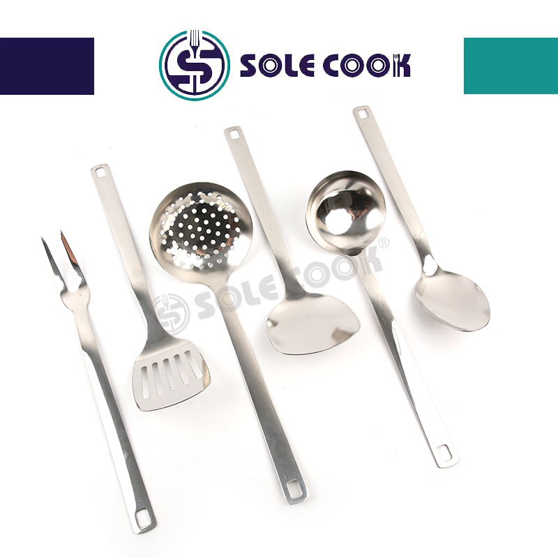 sole cook传统工艺精美SC-J606系列不锈钢厨房烹饪锅铲汤漏勺厨具套装详情图1