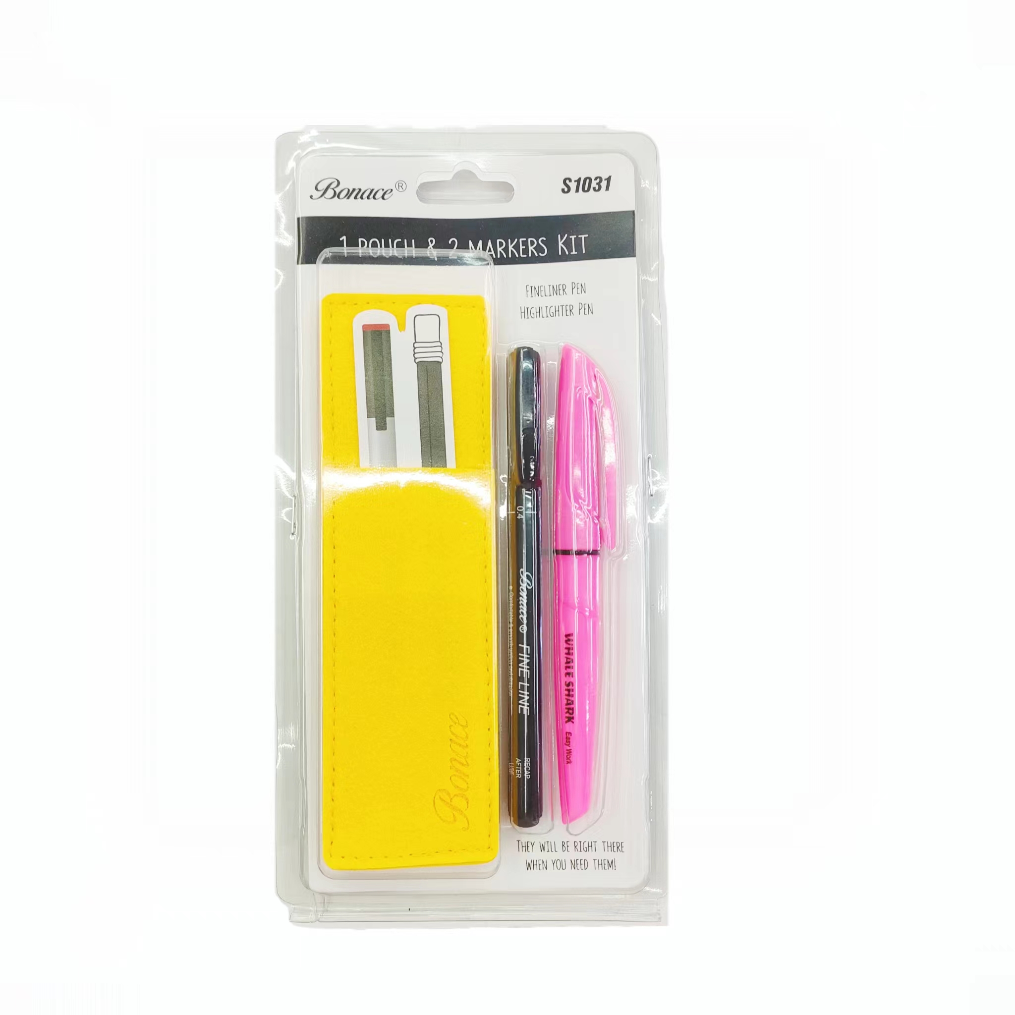 Outlining pen, highlighter, book cover set, office supplies details Picture