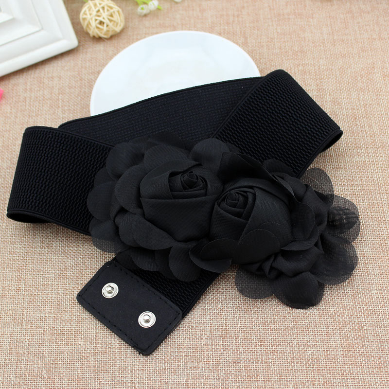 Chiffon rose double flower Korean version women's belt, women's decoration loose tight waist sealed belt, belt dress Application Scenario